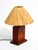 1960s Table Lamp in Wood and Leather with Paper Straw Lampshade, Italian, 1960s For Sale - Image 5 of 18