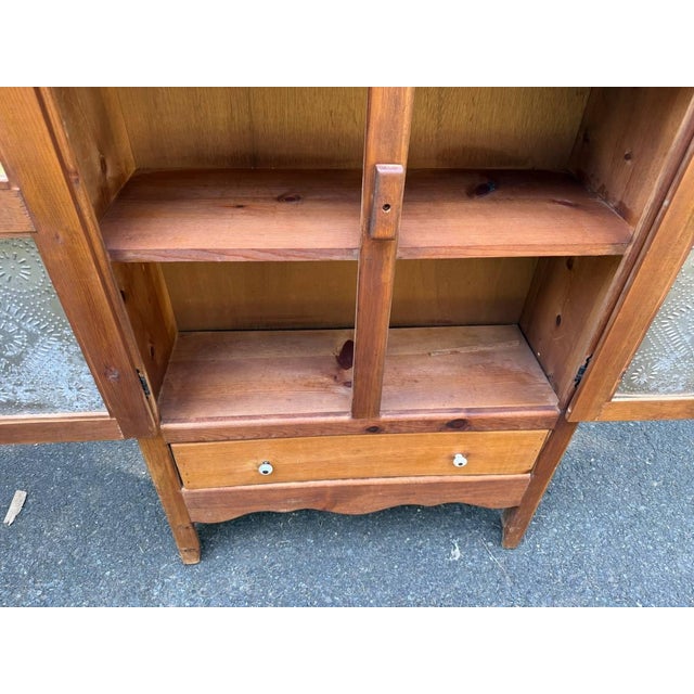 Vintage Early American Primitive Rustic Style Pie Safe Cabinet With Punched Tin Front Panels For Sale - Image 10 of 15