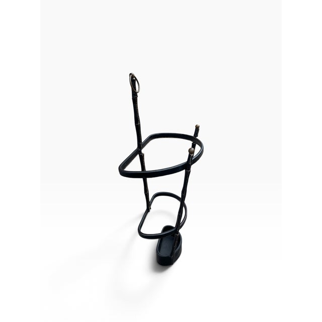 Vintage Stitched Leather Umbrella Stand by Jacques Adnet, 1950s For Sale - Image 4 of 12