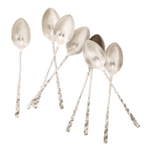 Set of 8 Arts & Crafts Sterling Silver Tea Spoons Signed Whiting Manufacturing