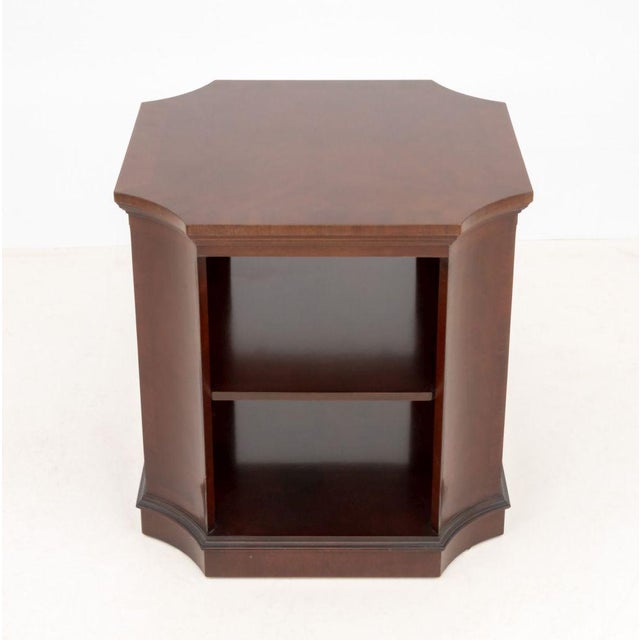 Georgian Style Mahogany Two-Tier Side Table, with pull out writing surface. 24.25" H x 24" W x 24" D. Provenance: From a...