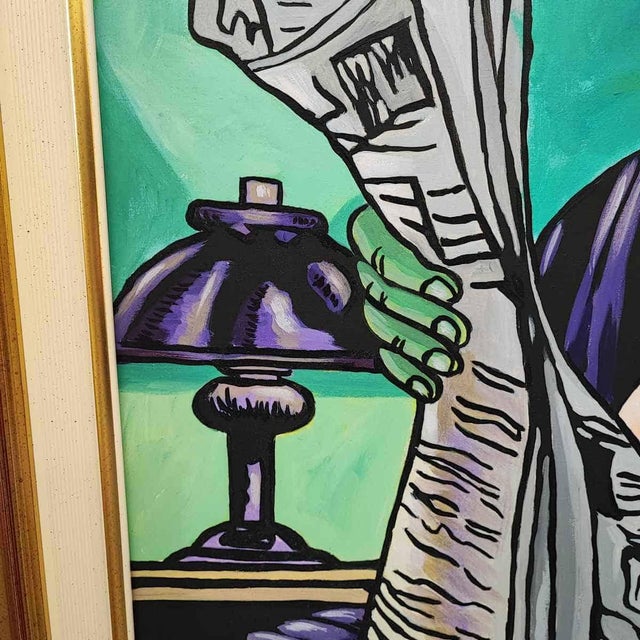 Max Hamlet, Man Meditating, 1994, Acrylic on Canvas, Framed For Sale - Image 3 of 15