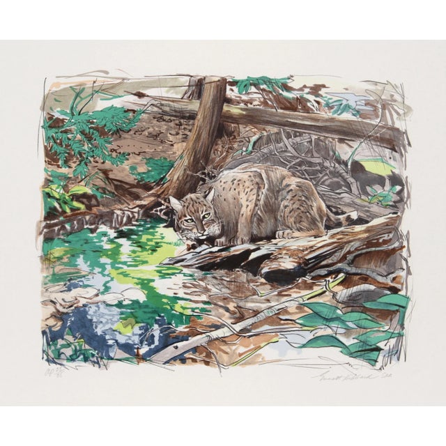Rustic Everett Hibbard, Adirondack Bobcat, Lithograph For Sale - Image 3 of 3