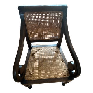 1990s Anglo-Indian Teak and Rattan Arm Chair For Sale