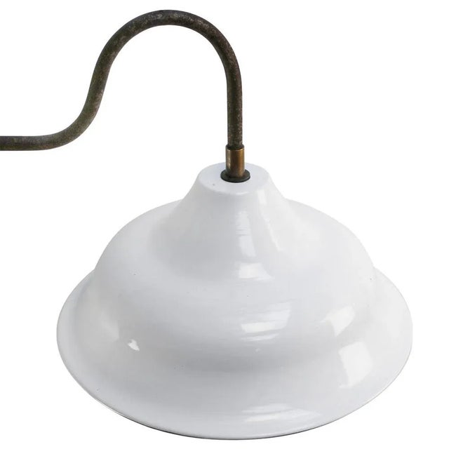 Industrial Vintage Industrial White Enamel and Cast Iron Goose-Neck Wall Light For Sale - Image 3 of 5