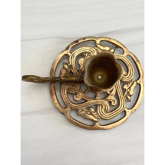 1970s 1970s Vintage Brass Candlestick Holder For Sale - Image 5 of 7