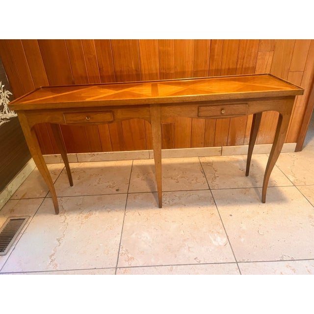 Vintage Bodart Parquetry Console Table With Drawers – French Provincial Style For Sale - Image 12 of 12