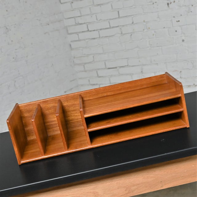 Mid to Late 20th Century Scandinavian Modern Teak Desktop Organizer For Sale - Image 4 of 12