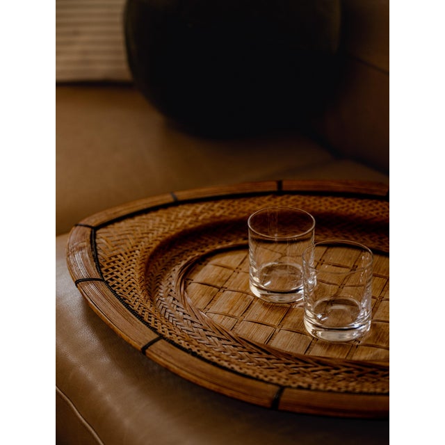 Vintage Handcrafted Philippines Woven Bamboo & Rattan Serving Tray For Sale - Image 9 of 9