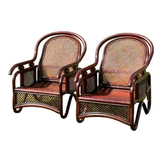 1970s Vintage Patio Bamboo Armchairs - a Pair For Sale