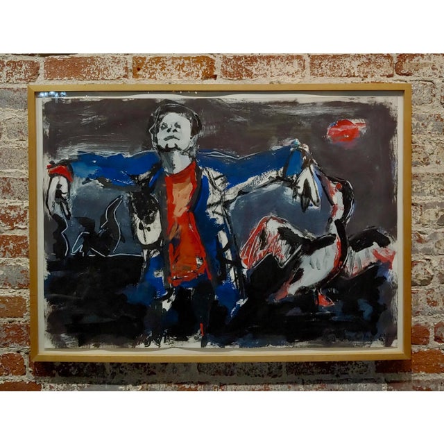 Bernd Koberling -Mocking the Cormorant Wingspan -Oil Painting German Expressionist oil painting on paper - Signed and...