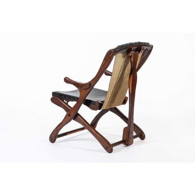 Mid Century Rosewood & Black Leather Folding Lounge Chair by Don Shoemaker For Sale - Image 12 of 14