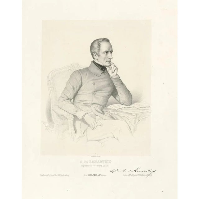 Le Gout-Gérard, Portrait of Alphonse de Lamartine, 19th Century, Lithograph For Sale - Image 6 of 10