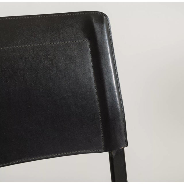 Italian Postmodern Chairs in Black Leather from Cidue, 1980s, Set of 6 For Sale - Image 4 of 6
