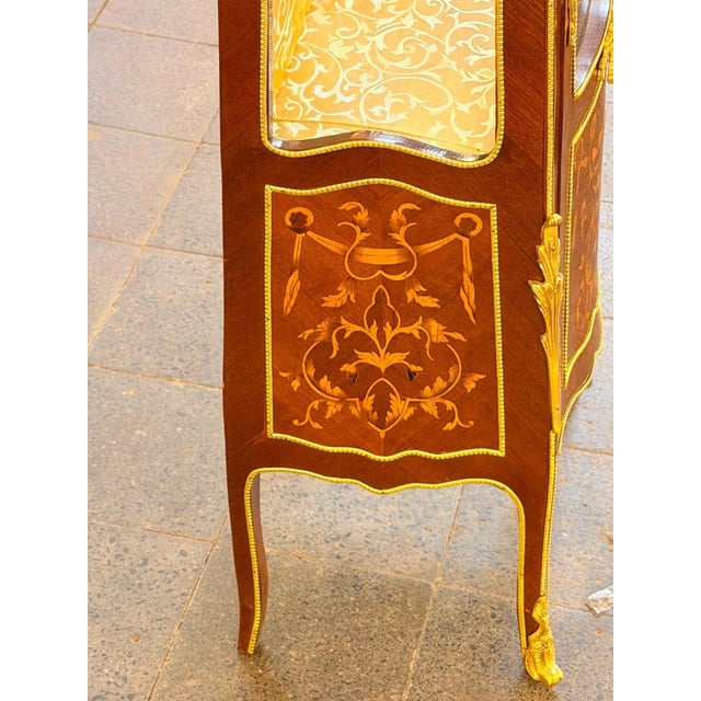 Wood Vintage Petite Vitrine Hidden Compartment Marble Top For Sale - Image 7 of 8