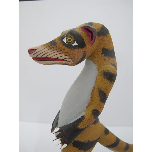 Alebrije Carved Wood MeerKat Tiger Hybrid Animal Oaxaca Mexico Folk Art Figurine For Sale - Image 4 of 12