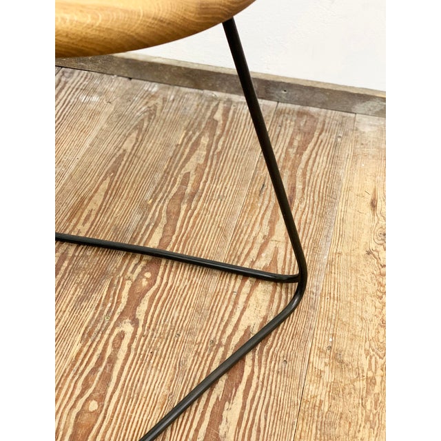 Black Bar Stool with Steel Frame and Oak Seat For Sale - Image 8 of 16