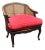 C1950's Traditional Style Red Textile Caned Side Chair For Sale