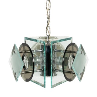 Mid-Century Modern Italian Glass and Chrome Light by Lupi Cristal Luxor, 1970s For Sale