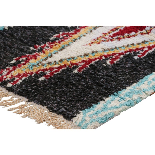Vintage Moroccan Runner Rug in Black With Colorful Medallions - Rug & Kilim For Sale In New York - Image 6 of 7