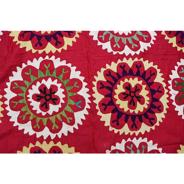 Vintage Hand Embroidered Suzani Wall Hanging, 1920s For Sale - Image 12 of 18