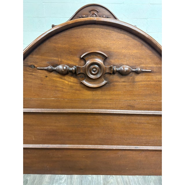 Late 19th Century Antique Full Size Victorian Walnut Carved Bedframe For Sale - Image 5 of 13
