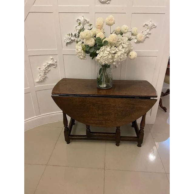 18th Century Antique Oak Drop Leaf Dining Table, 1780s For Sale - Image 3 of 11