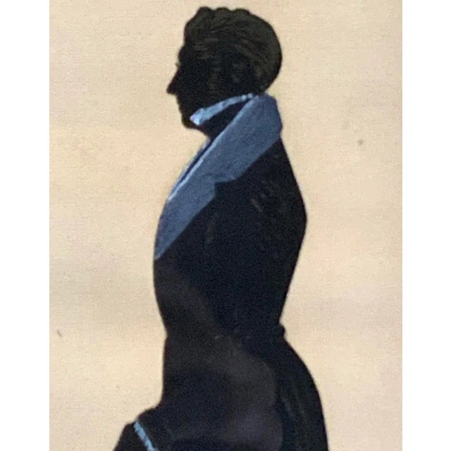 # Title Antique 19th Century American Double Silhouette Portrait, Wood Frame # Description Two profiles standing together...