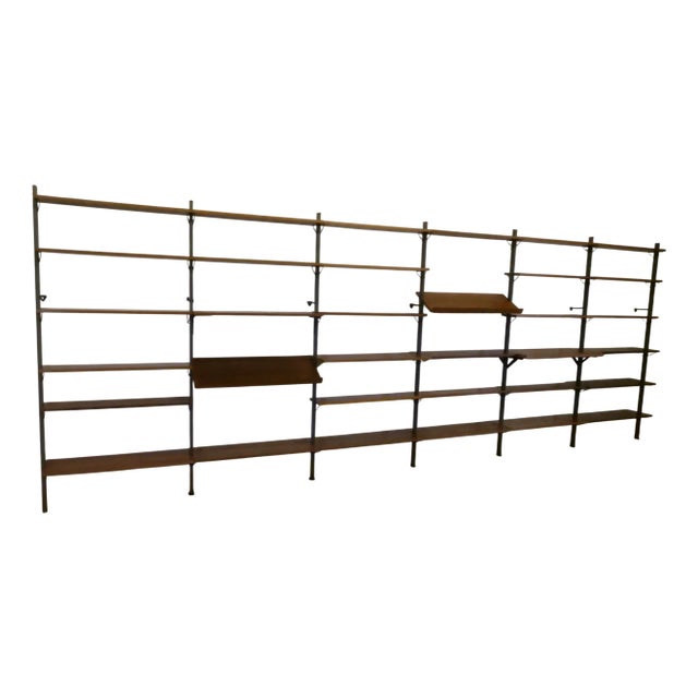 Mid-Century Shelving System in Wood and Metal by Olof Pira, Sweden, 1960s For Sale