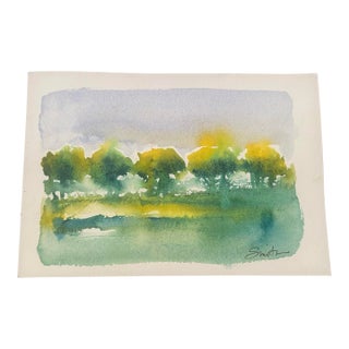“Golden Meadow” Original Watercolor Landscape by Nancy Smith For Sale