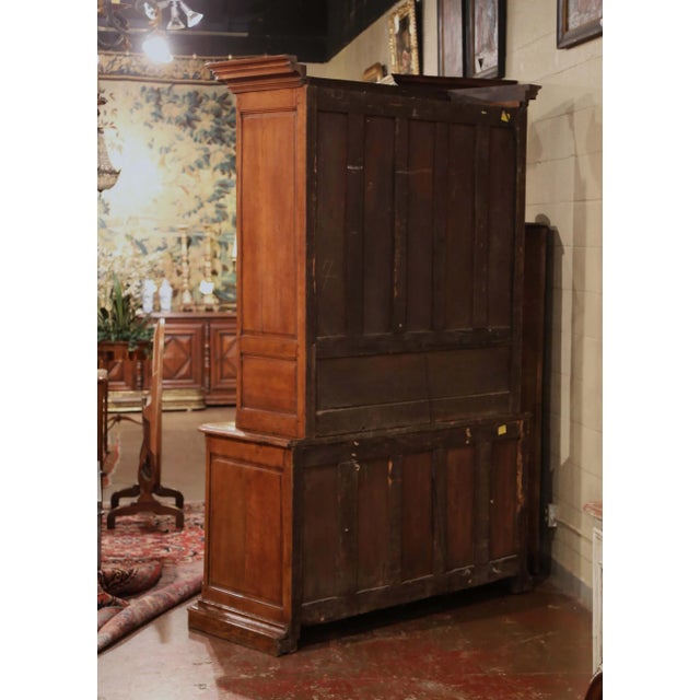 18th Century French Louis XIV Oak Buffet Deux Corps From Normandy For Sale - Image 12 of 13