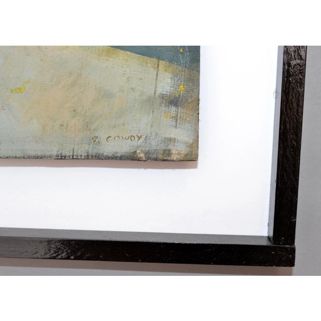 Cityscape Painting Acrylic on Board Black & White Framed Mid-Century Modern 70s For Sale - Image 11 of 13