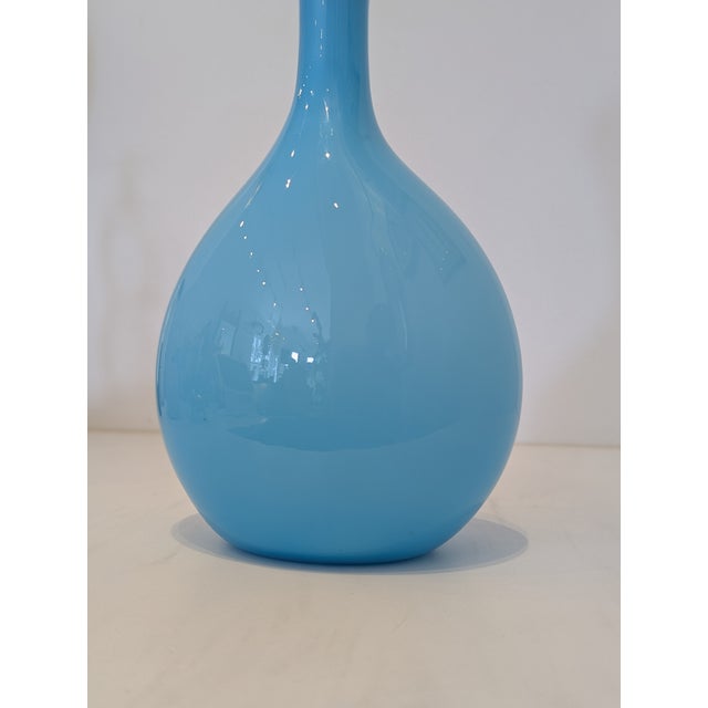 Empoli Opaline Sky-Blue Empoli Genie Bottle With Stopper For Sale - Image 4 of 9