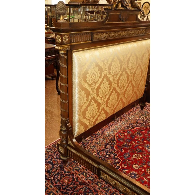 19th Century French Louis XV Style Bronze Mounted Mahogany European King Bed For Sale - Image 15 of 17