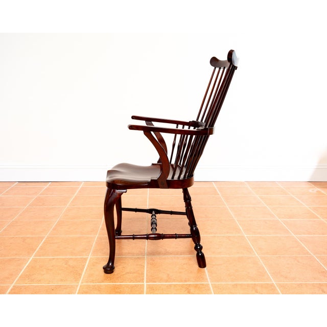 Antique Georgian Revival Victorian Windsor Chair Thames Valley in Mahogany, 1890 For Sale - Image 9 of 18