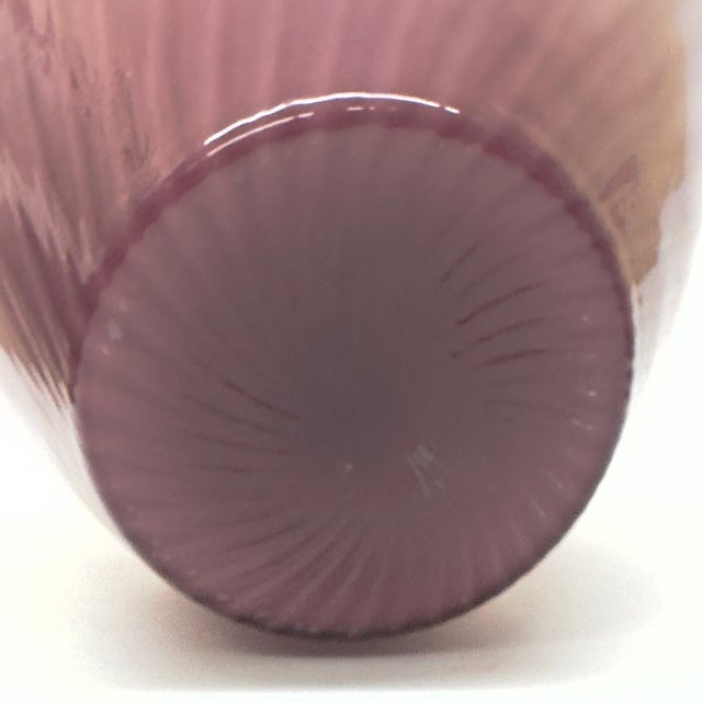 Oversized Striped Swirl Mauve-on-Mauve Glass Vase For Sale - Image 11 of 12