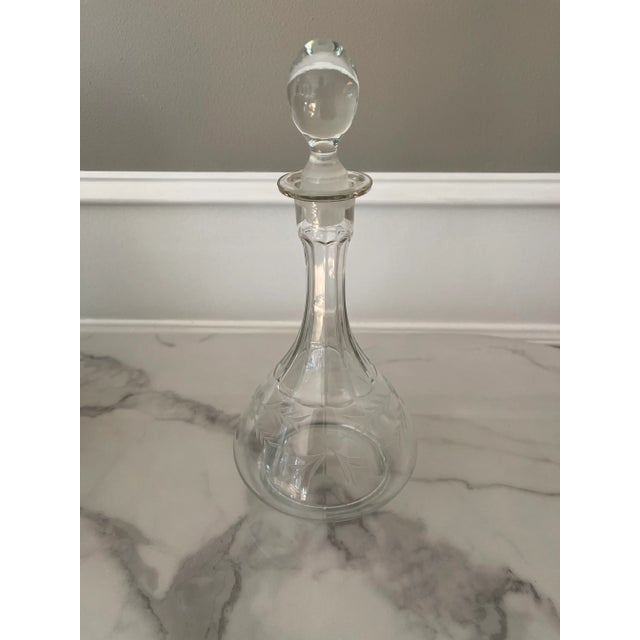 1940s Etched Crystal Floral Decanter For Sale - Image 10 of 10