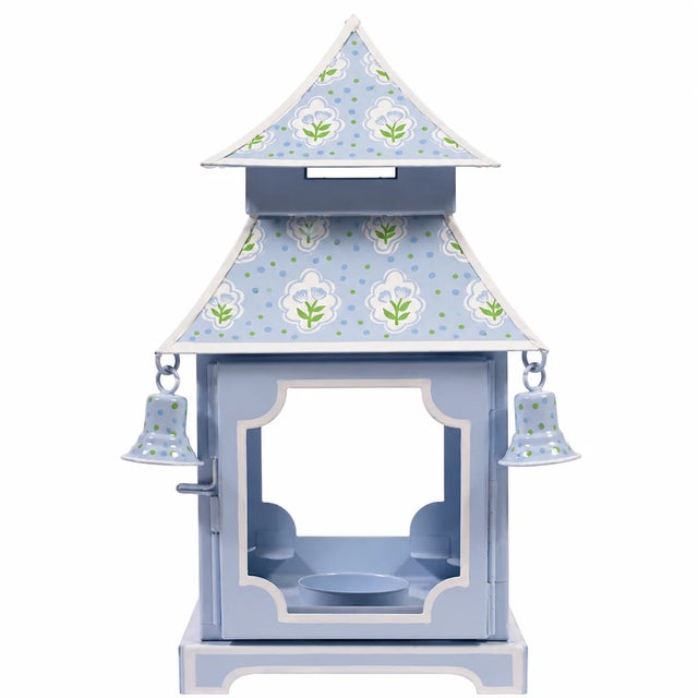 Blue & Tulip Pagoda Lantern, Medium For Sale