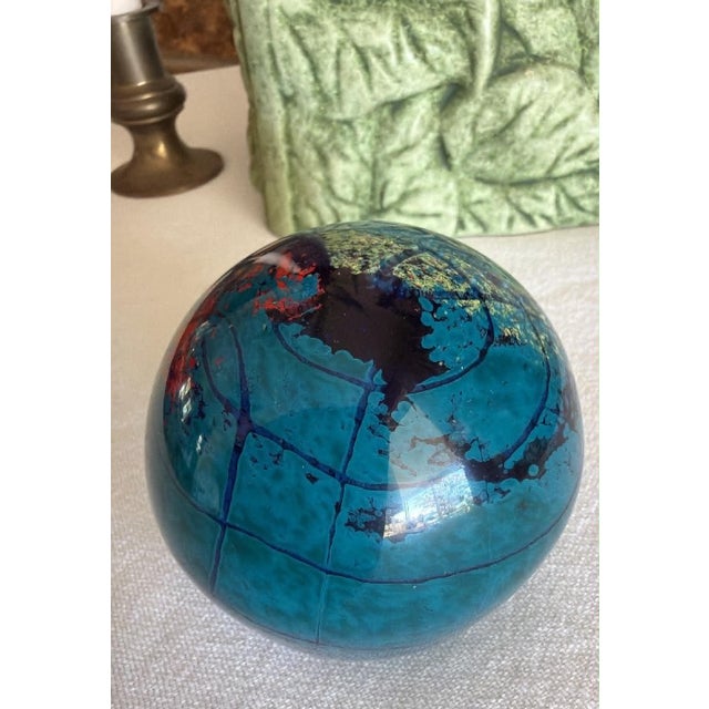 Abstract Abstract Art Glass Sphere MCM Colorful Decor Piece For Sale - Image 3 of 9