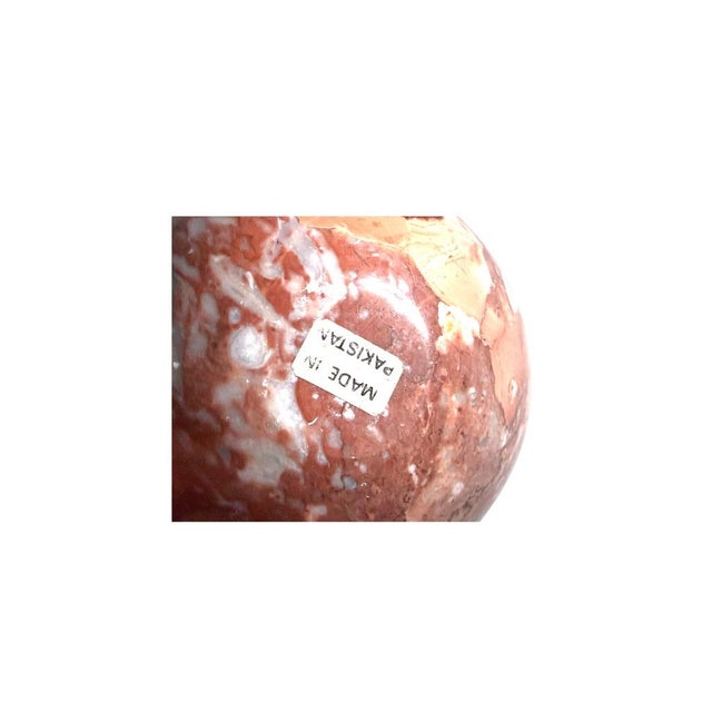 Pink/Red Marble Sphere Brass on Dragon Stand For Sale - Image 4 of 11