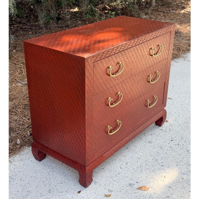 1980s 1980s Baker Furniture Asian Ming Style Grasscloth Chest For Sale - Image 5 of 13