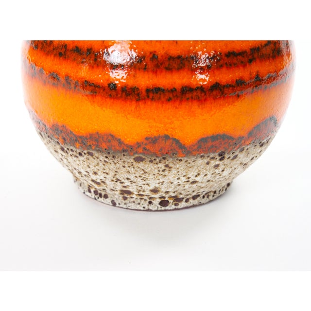 Orange Mid-Century West German Glazed Porcelain Vase, Orange, Eggshell & Brown 10" Tall For Sale - Image 8 of 10