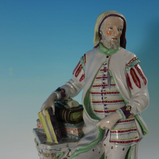 Pair Ralph Wood Staffordshire Pearlware Figures Chaucer & Newton For Sale - Image 15 of 18