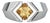 Square-Cut Citrine Architectural Silver Cocktail Ring, Size 7.5 For Sale