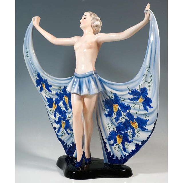 Art Deco Posing Revue Dancer attributed to Josef Lorenzl for Goldscheider, 1940 For Sale - Image 4 of 7