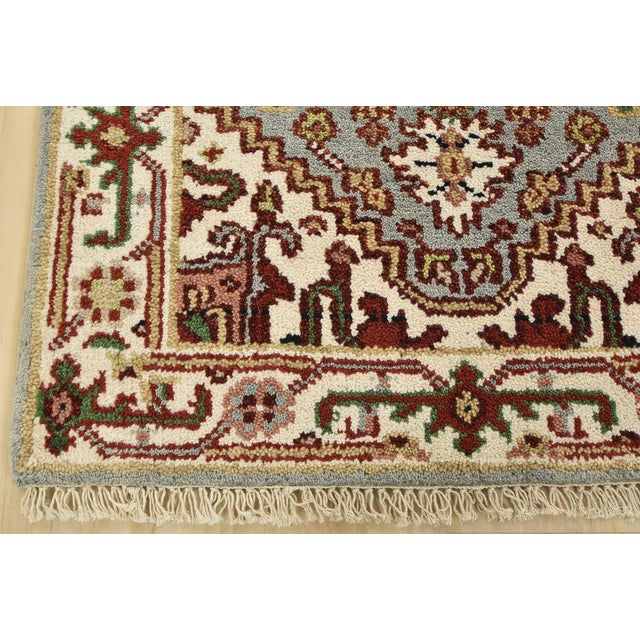 Blue Heriz Runner 2’7” X 5’8” Blue Wool Tribal Hand-Knotted Oriental Rug For Sale - Image 8 of 11