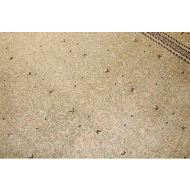 Beige Zabihi Collection Light Green Elegant Antique Persian Tabriz Rug For Sale - Image 8 of 18