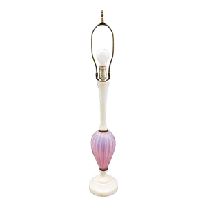 Vintage Mid 20th Century Italian Murano Pink Opaline Art Glass Marble Table Lamp