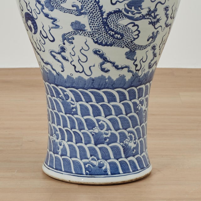 Pair of Chinese Blue and White Porcelain Dragon Palace Urns For Sale In West Palm - Image 6 of 13