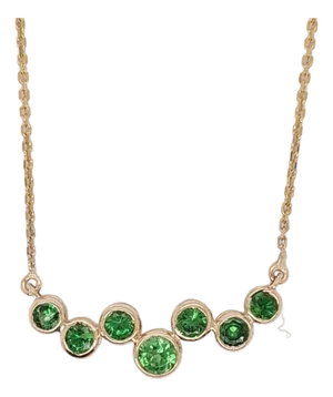Natural Tsavorite Garnet Pendant Necklace With Attached Chain: Solid 14k Gold